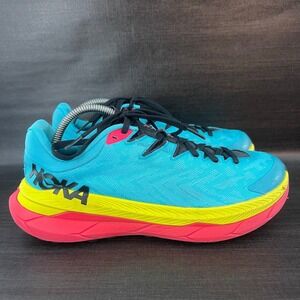 Hoka One Tecton X Womens size 8B Trail Running Hiking Blue Coral Vibram Shoes
